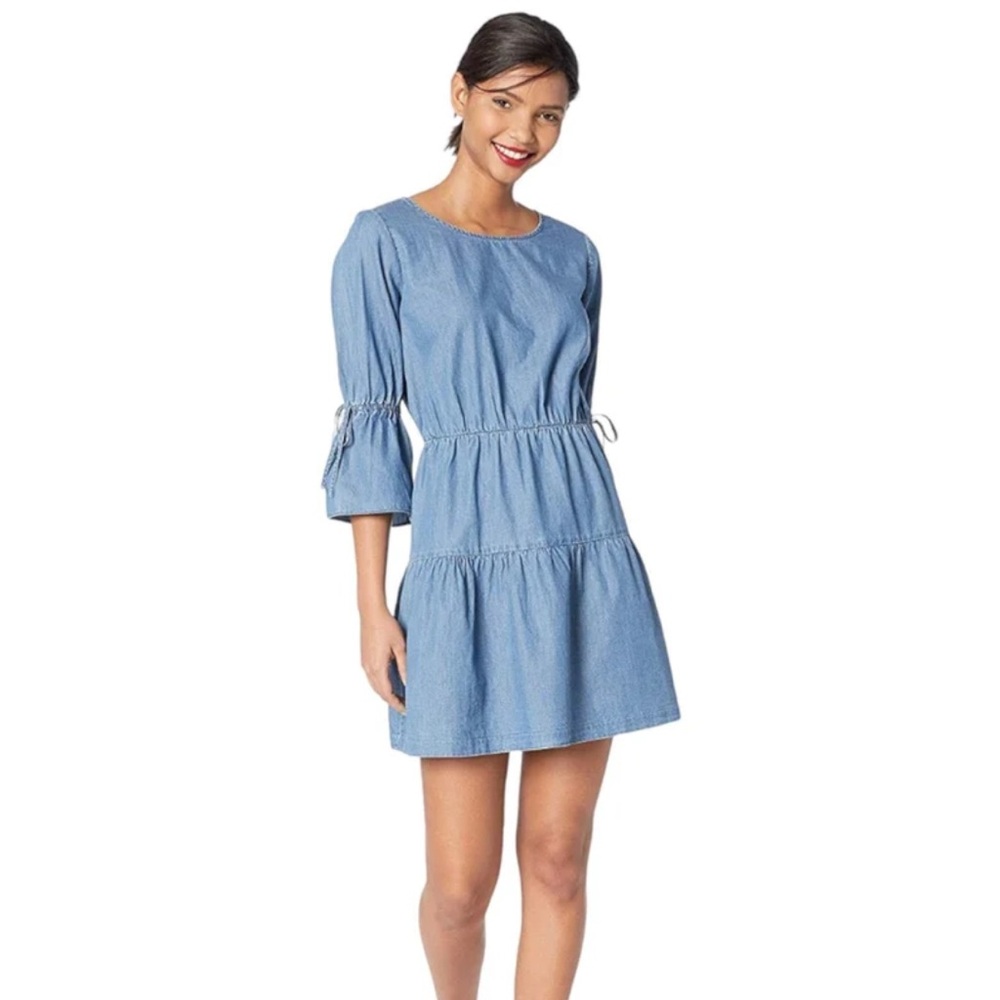 J. Crew Mercantile Cotton Chambray Mini Dress size XXS with Flare Sleeve